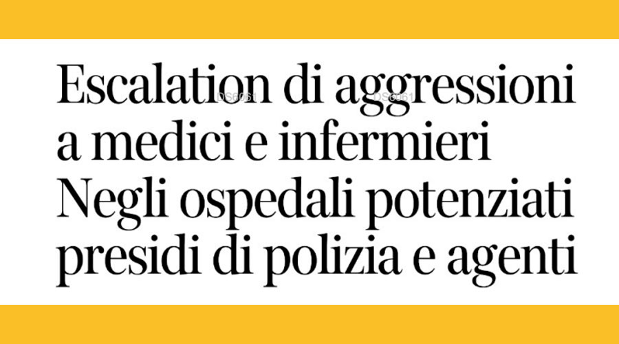 Clicca per accedere all'articolo Aggressioni al personale sanitario, Leoni al Corriere del Veneto: «È ora di dire basta!»