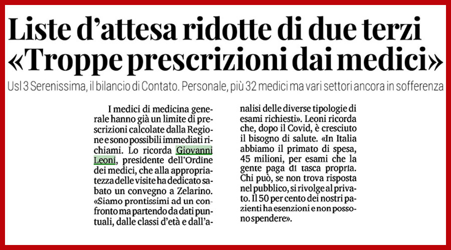 Clicca per accedere all'articolo Medici di famiglia e prescrizioni inappropriate, Leoni: «Servono dati puntuali sugli esami»