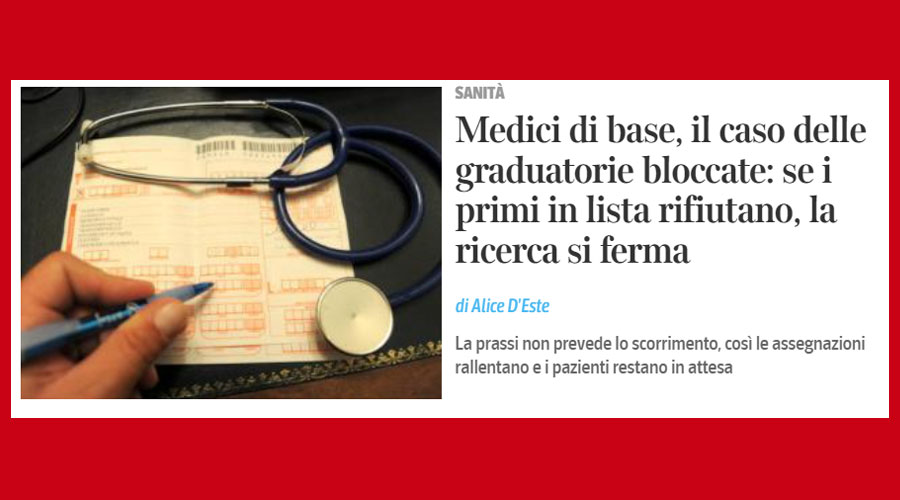 Clicca per accedere all'articolo Medici di famiglia e graduatorie bloccate, perché? Lo spiega Enrico Peterle al Corriere del Veneto