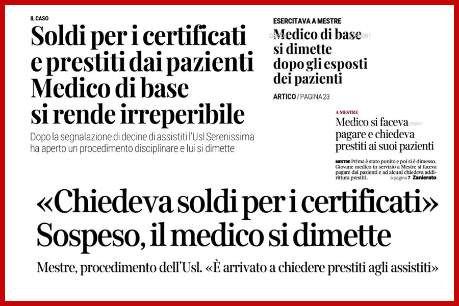 Clicca per accedere all'articolo Gravi accuse: convenzione sospesa a un medico di famiglia. Leoni e Scassola sulla stampa