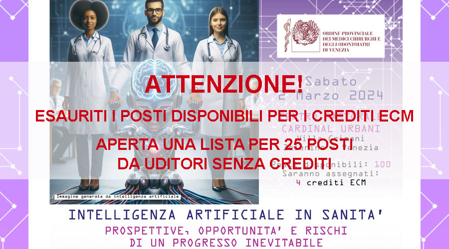 Clicca per accedere all'articolo Convegno sull'intelligenza artificiale, sold out i posti per i crediti ECM. Aperta lista uditori