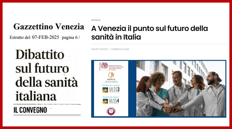 Clicca per accedere all'articolo Assistenza sanitaria: domani a Venezia il convegno dell'Ordine. La rassegna stampa
