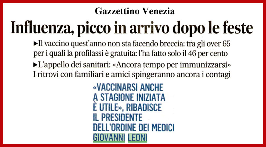 Clicca per accedere all'articolo Influenza, picco vicino: 68mila veneti a letto. Leoni: «C'è ancora tempo per vaccinarsi»