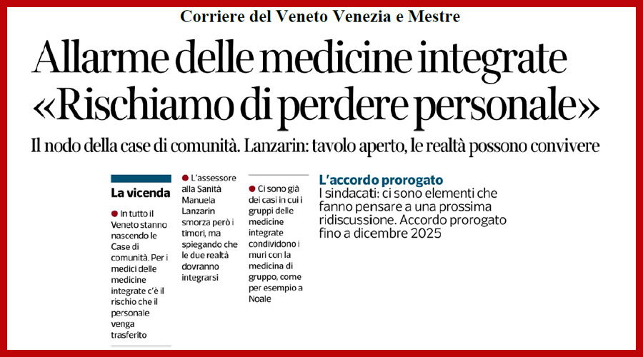 Clicca per accedere all'articolo Medicine integrate e Case della Comunità, Leoni: «Serve l'accordo integrativo regionale»