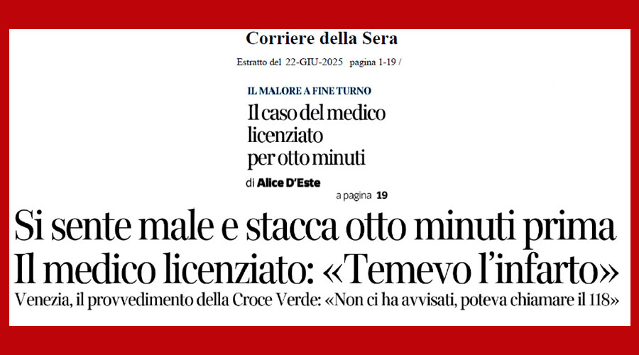 Clicca per accedere all'articolo Medico si sente male e stacca prima dal servizio: licenziato. La vicinanza del presidente Leoni