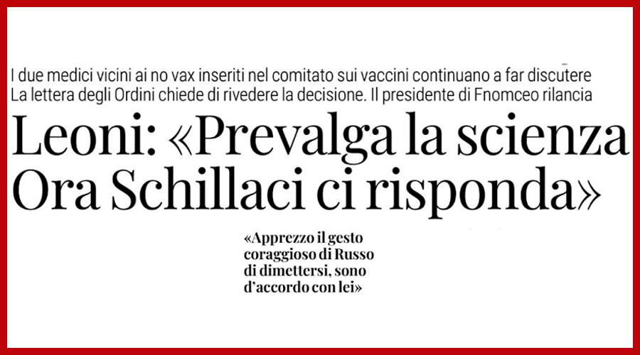 Clicca per accedere all'articolo Caso NITAG, la preoccupazione e le richieste della FROMCeO. La rassegna stampa