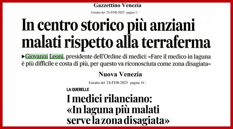 Clicca per accedere all'articolo Dichiarare Venezia zona disagiata? La stampa locale rilancia l'analisi del presidente Leoni