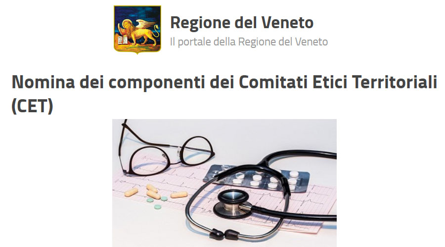 Clicca per accedere all'articolo Comitati Etici Territoriali: pubblicato il bando per le candidature. Domande entro il 4 maggio