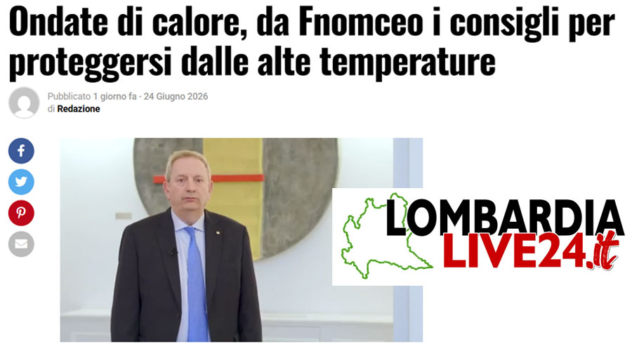 Clicca per accedere all'articolo Ondate di calore: Lombardia Live24 rilancia il Tg Sanità con i consigli utili del presidente Leoni