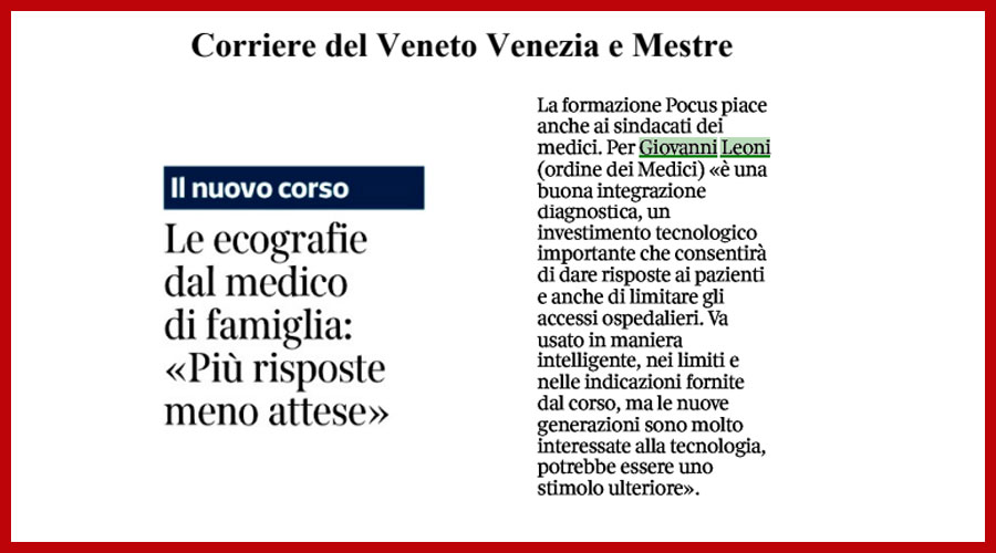 Clicca per accedere all'articolo Medici di famiglia formati all'uso dell'ecografo. Leoni al CorVeneto: «Investimento importante»