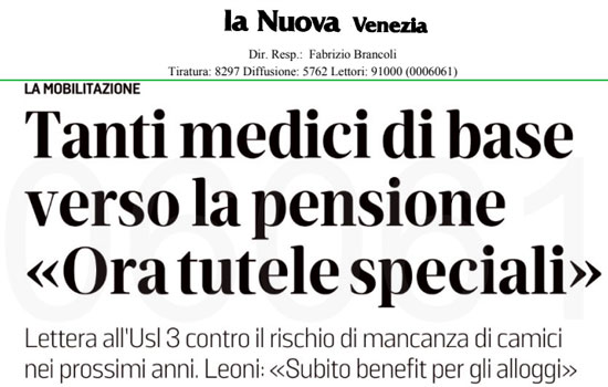 Clicca per accedere all'articolo Venezia senza medici di famiglia, Leoni: «Servono benefit e personale»