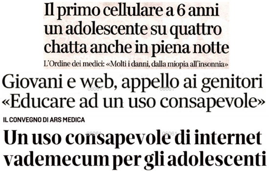 Clicca per accedere all'articolo Il convegno Adolescenza e devices: la rassegna stampa