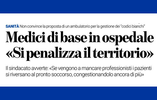 Clicca per accedere all'articolo Codici bianchi e medici di famiglia in ospedale. Leoni: «Non è la soluzione»