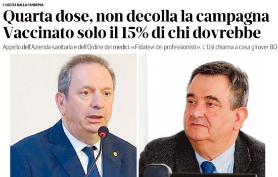 Clicca per accedere all'articolo Quarta dose, adesione bassa. L'appello di Leoni: «Fidatevi dei medici»