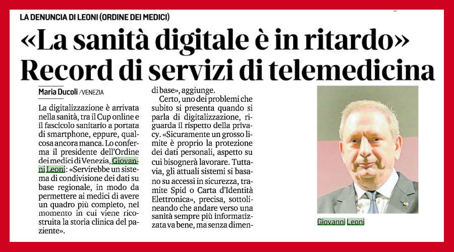 Clicca per accedere all'articolo Sanità digitale in ritardo, Leoni: «Condividere le cartelle cliniche tra ospedali»