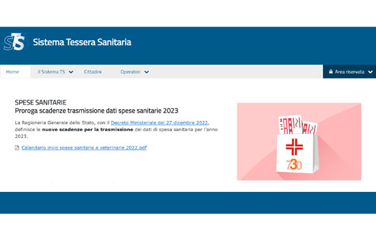 Clicca per accedere all'articolo Proroga dei termini di trasmissione al Sistema tessera sanitaria dei dati delle spese sanitarie per l'anno 2023