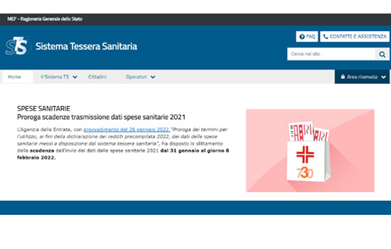 Clicca per accedere all'articolo Proroga all’8 febbraio 2022 del termine per l’invio dei dati al Sistema TS