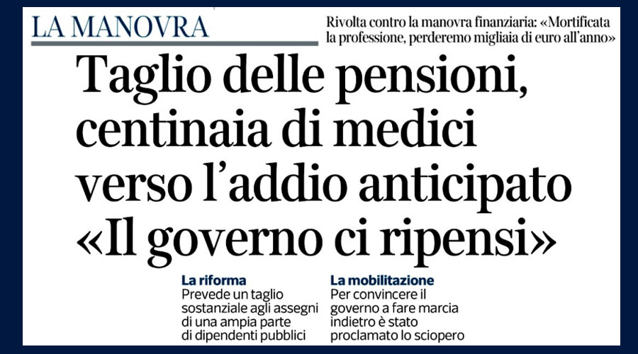 Clicca per accedere all'articolo Tagli alle pensioni dei medici, Leoni amareggiato: «Ci penso anch'io. Regole cambiate in corsa»